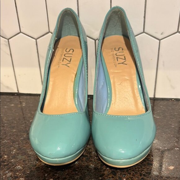Suzy Shier Womens Blueteal Pumps size 7 heels closed toe - Picture 2 of 7